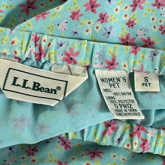 Ll Bean skirt womens Size Small Petite floral ruffle hem drawstring rayon spring - Picture 5 of 11
